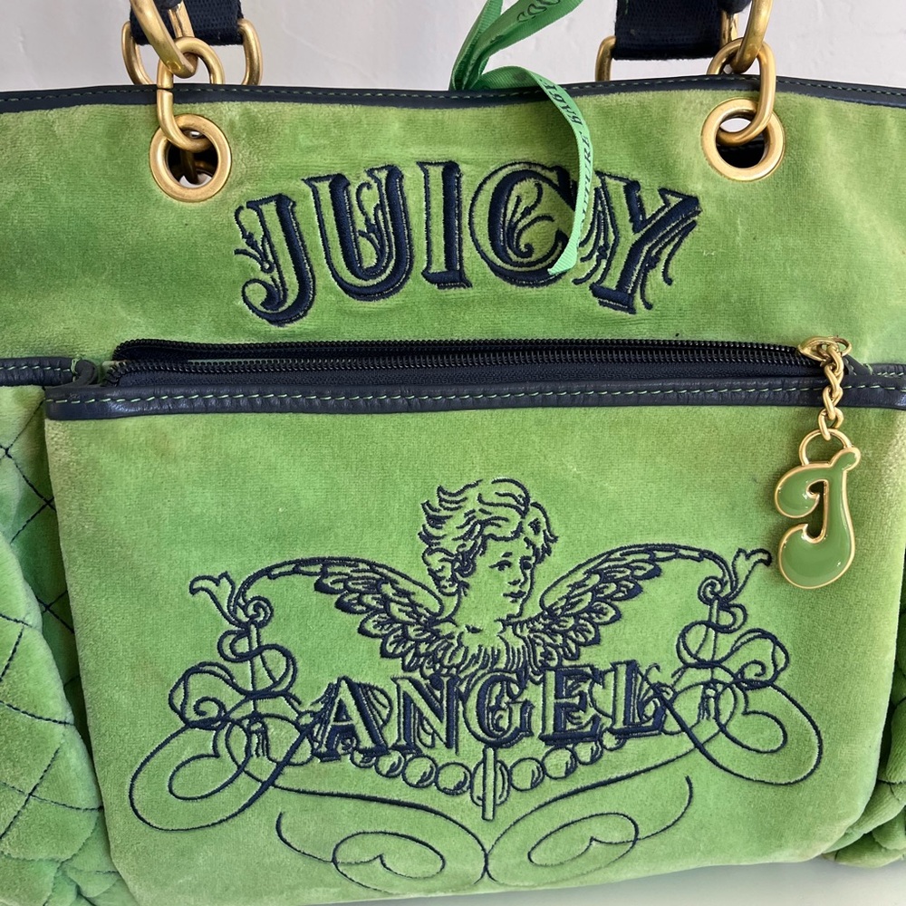 Auth VTG Y2K JUICY COUTURE Juicy Angel Velour Diaper Bag - Picture 2 of 13